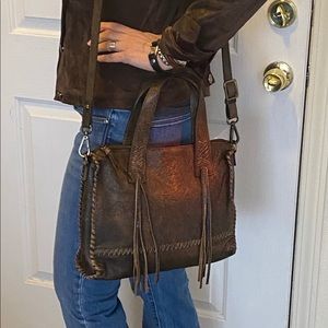 Soft Brown Leather Shoulder Bag With Hand Straps